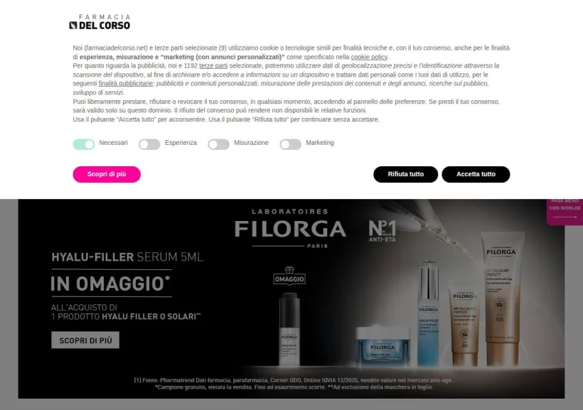 Schermata della pagina offerta di Farmacia del Corso