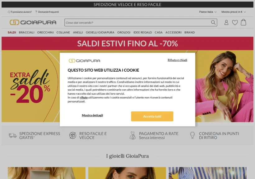 Schermata della pagina offerta di GioiaPura