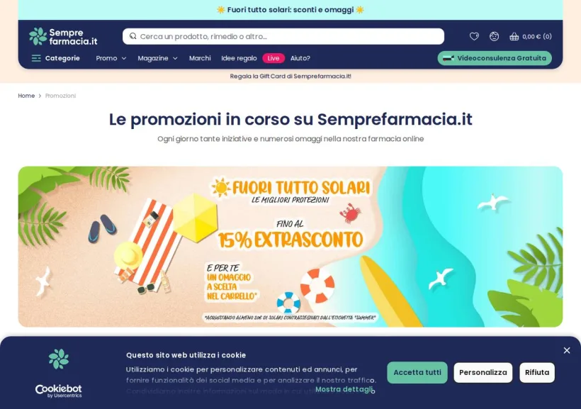 Schermata della pagina offerta di Semprefarmacia