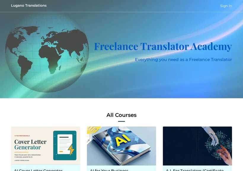 Schermata della pagina offerta di Freelance Translator Academy (US)