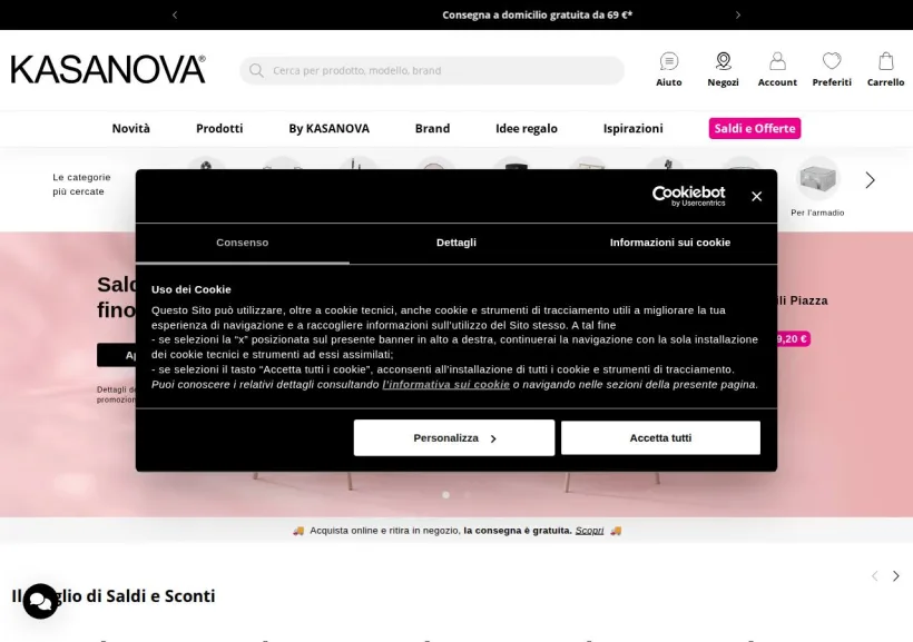 Schermata della pagina offerta di Kasanova