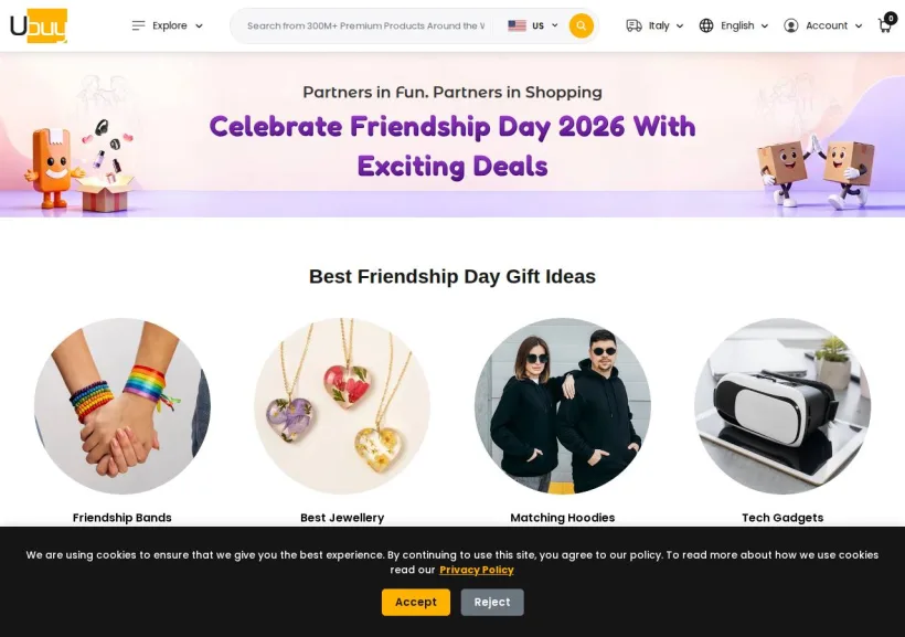 Schermata della pagina offerta di Ubuy