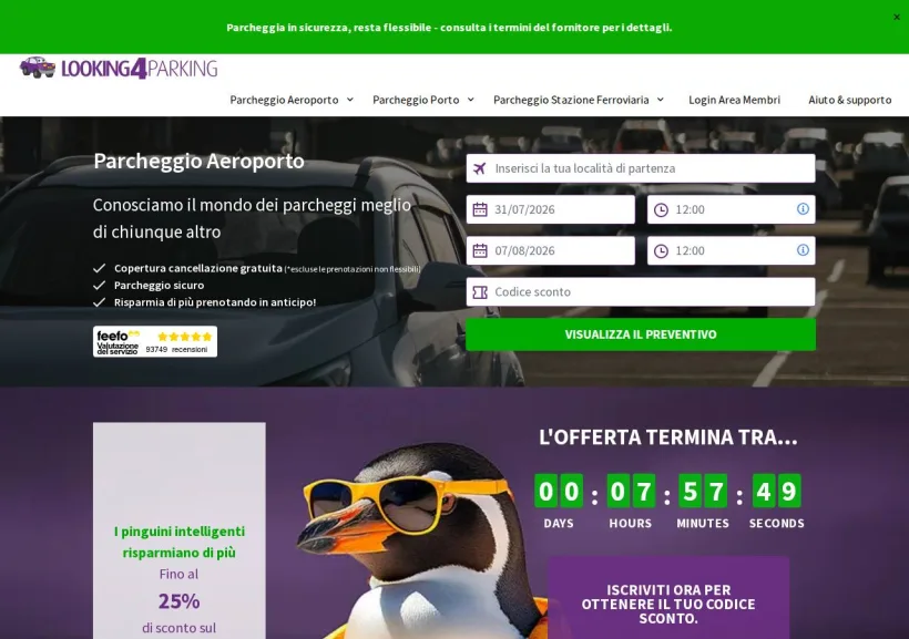 Schermata della pagina offerta di Looking4Parking