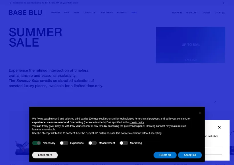 Schermata della pagina offerta di Base Blu