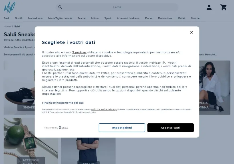 Schermata della pagina offerta di Made in Paradis