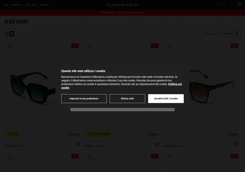 Schermata della pagina offerta di Hawkers