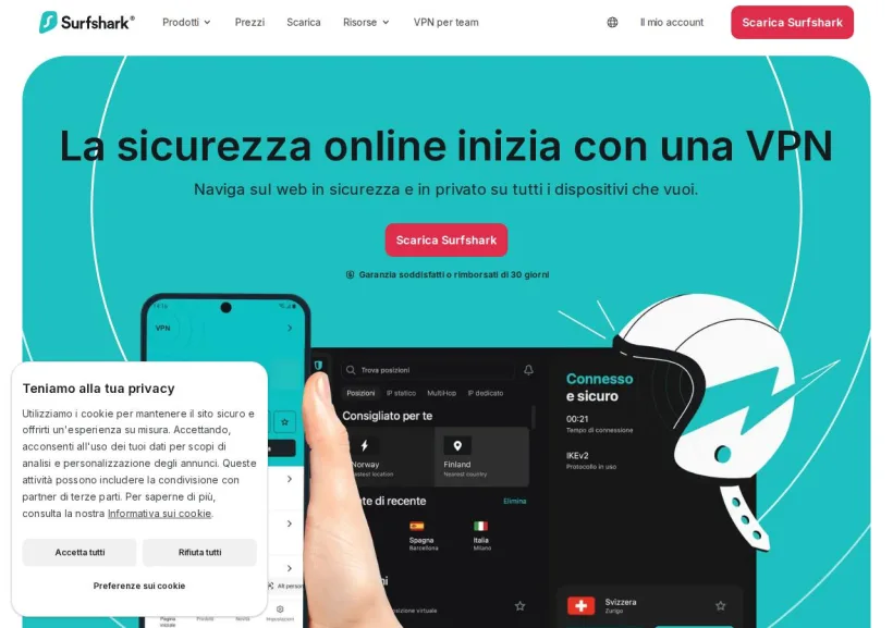 Schermata della pagina offerta di Surfshark