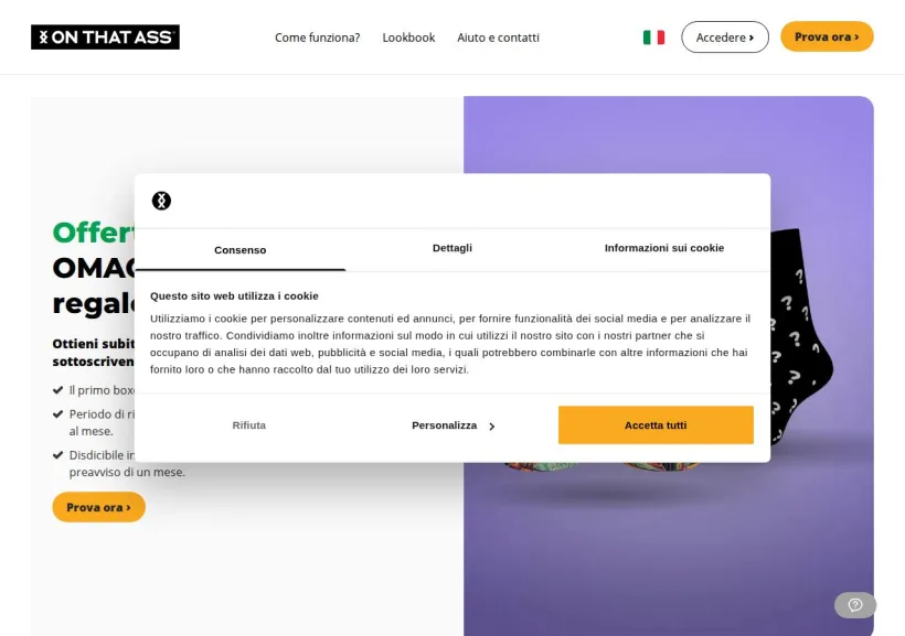 Schermata della pagina offerta di On That Ass