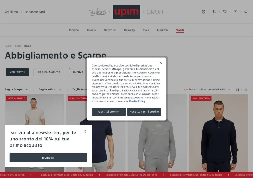 Schermata della pagina offerta di Upim