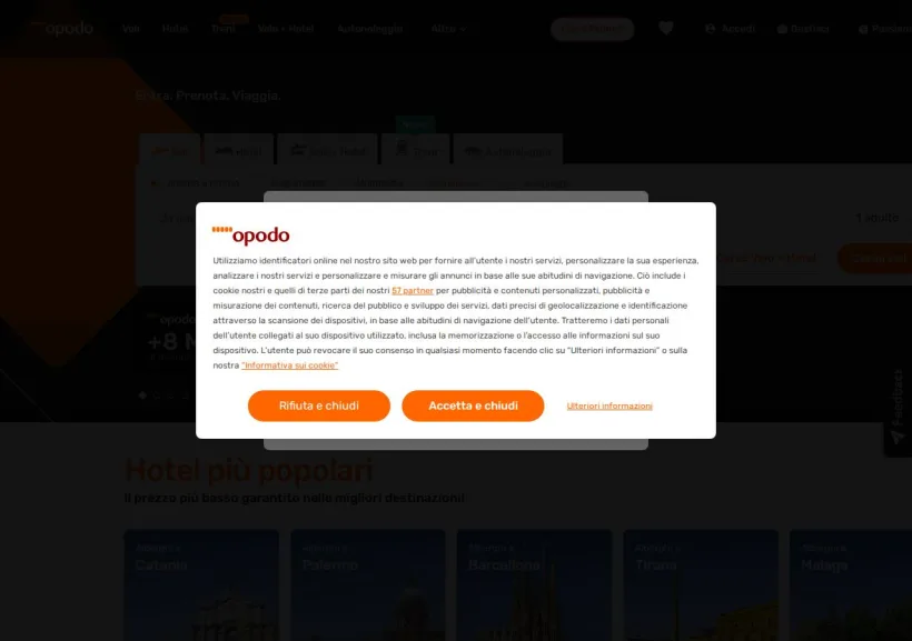 Schermata della pagina offerta di Opodo