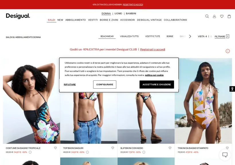 Schermata della pagina offerta di Desigual