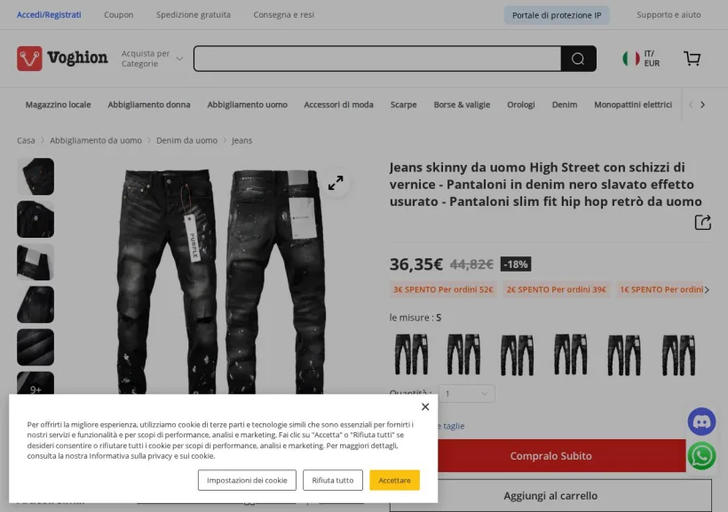 Schermata della pagina offerta di Voghion