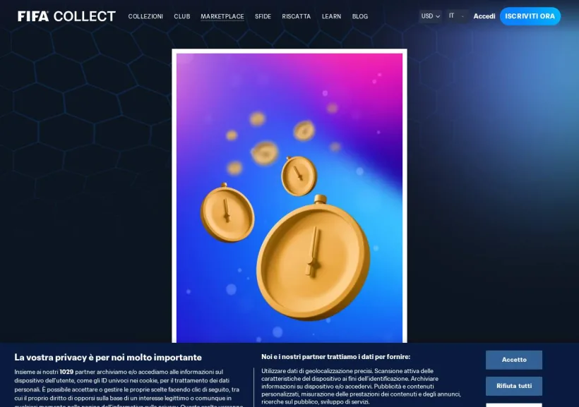 Schermata della pagina offerta di FIFA Collect