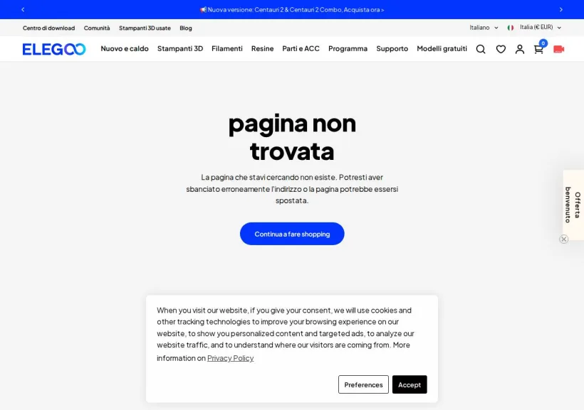 Schermata della pagina offerta di ELEGOO