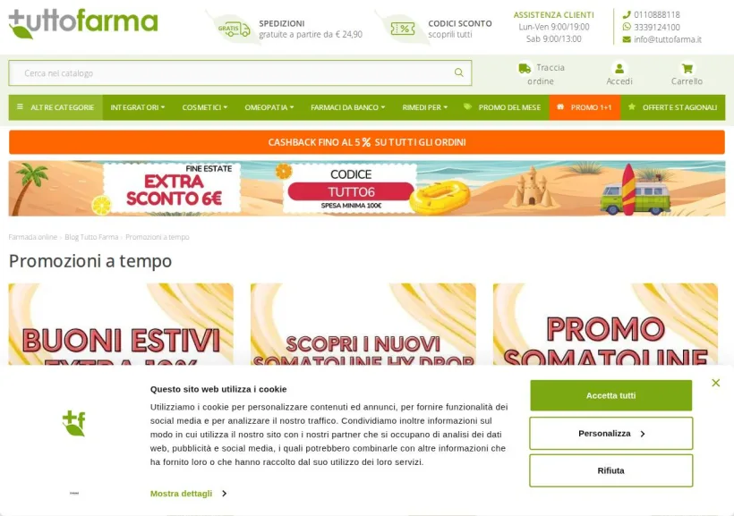 Schermata della pagina offerta di Tuttofarma