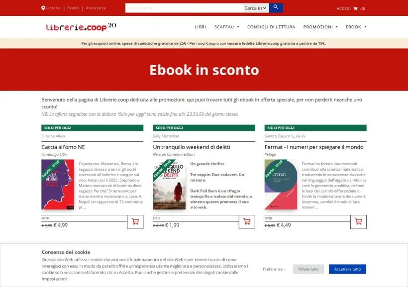 Schermata della pagina offerta di Librerie Coop