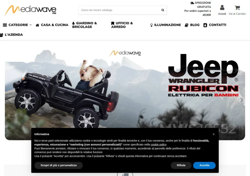 Schermata della pagina offerta di Mediawavestore