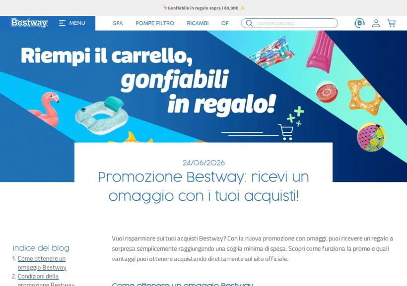 Schermata della pagina offerta di Bestway Store