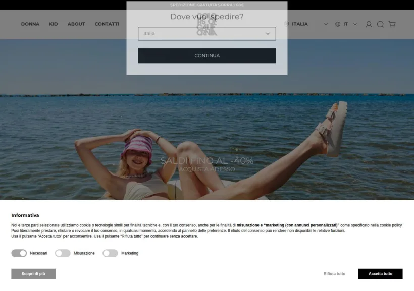 Schermata della pagina offerta di Colors Of California