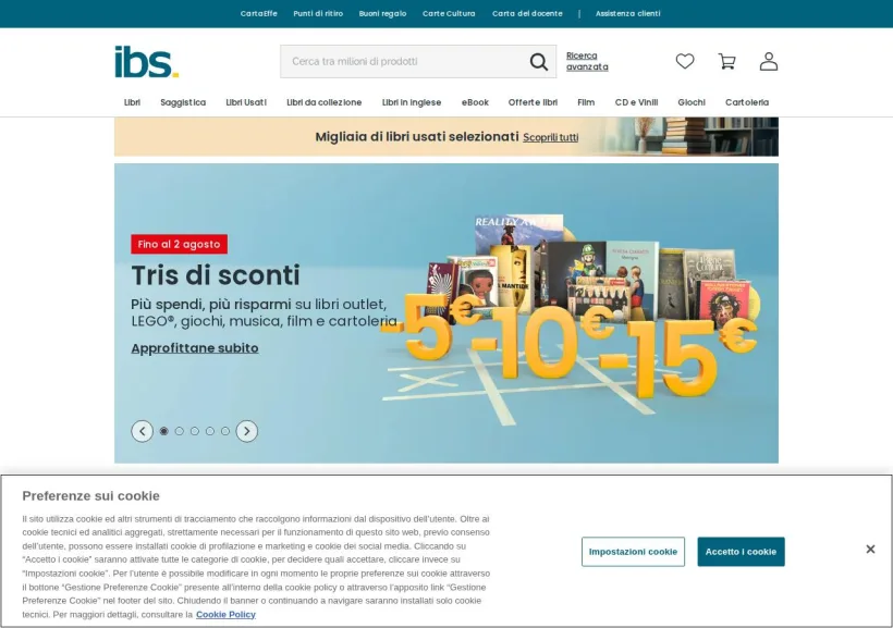 Schermata della pagina offerta di IBS
