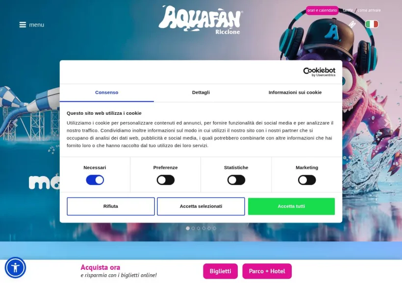 Schermata della pagina offerta di Aquafan
