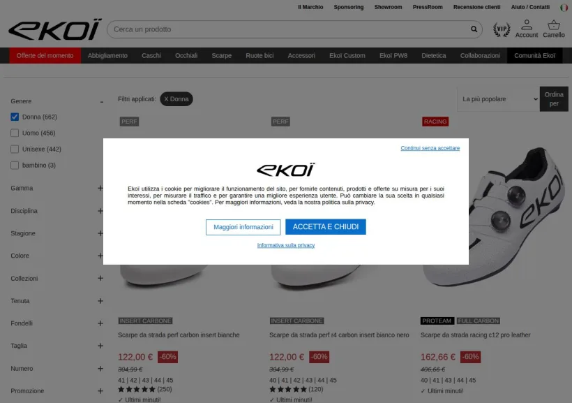Schermata della pagina offerta di Ekoi