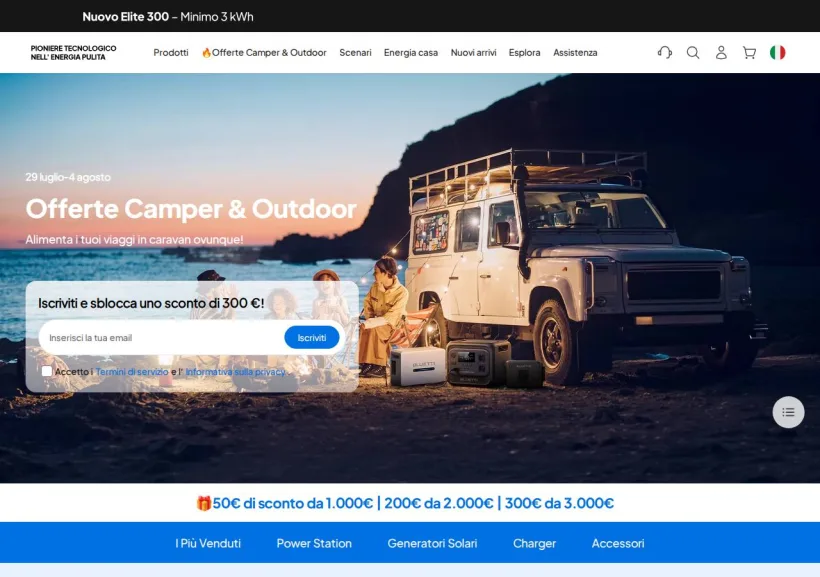 Schermata della pagina offerta di Bluetti