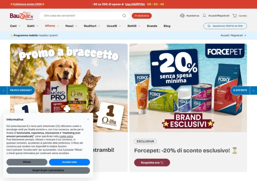 Schermata della pagina offerta di Bauzaar