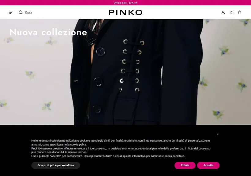 Schermata della pagina offerta di Pinko