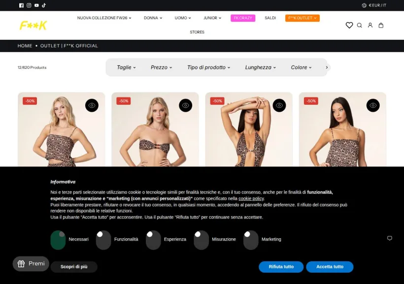 Schermata della pagina offerta di F**K