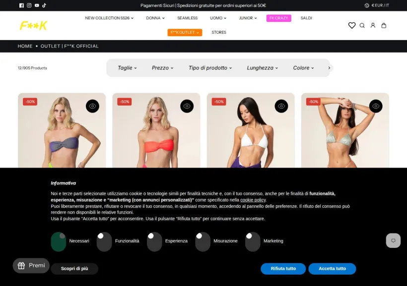 Schermata della pagina offerta di F**K