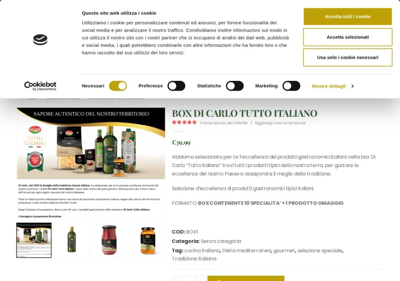 Schermata della pagina offerta di Olio di Carlo