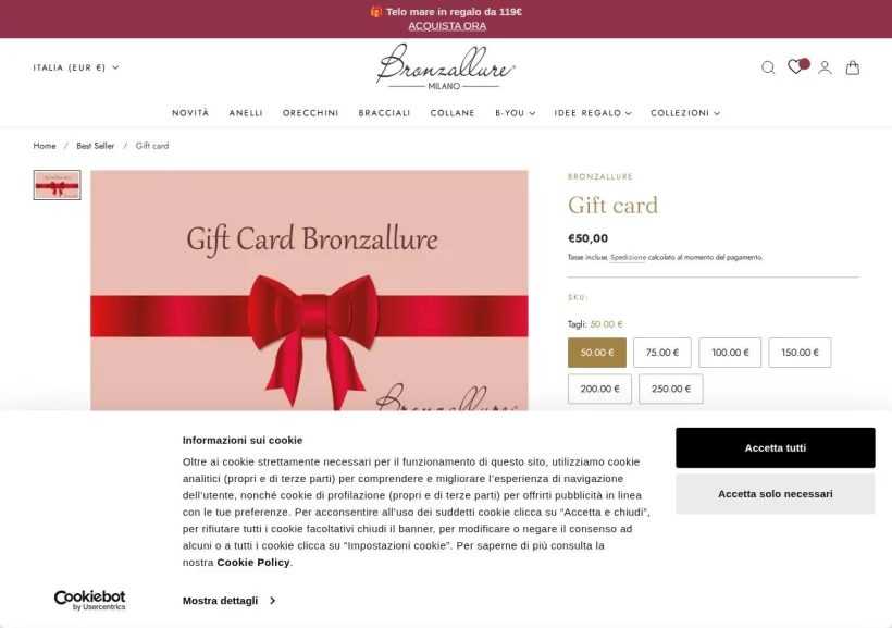Schermata della pagina offerta di Bronzallure 
