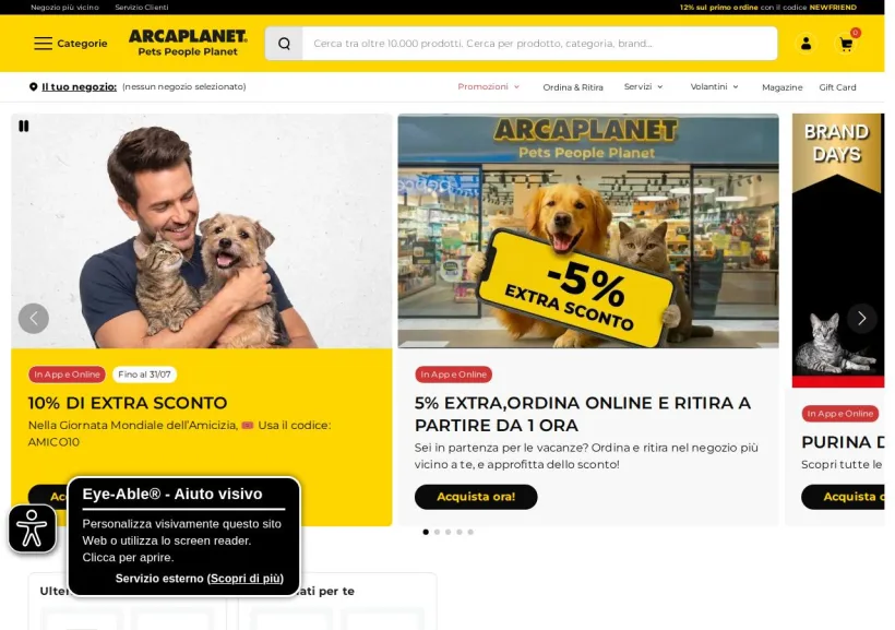 Schermata della pagina offerta di Arcaplanet