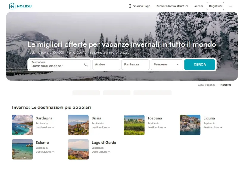 Schermata della pagina offerta di Holidu