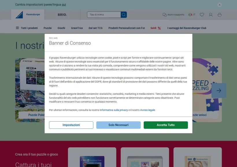 Schermata della pagina offerta di Ravensburger
