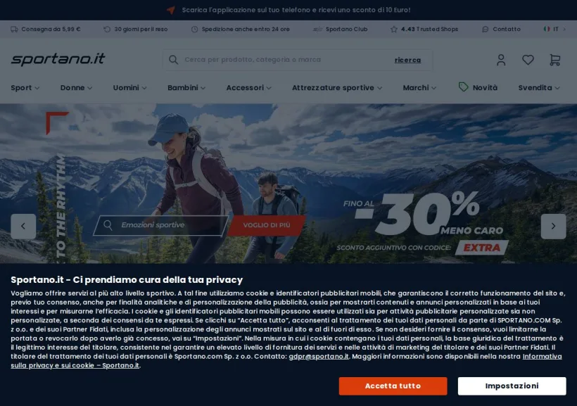 Schermata della pagina offerta di Sportano