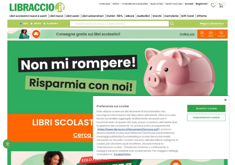 Schermata della pagina offerta di Libraccio