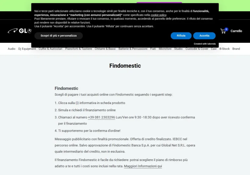 Schermata della pagina offerta di GLOBAL NET