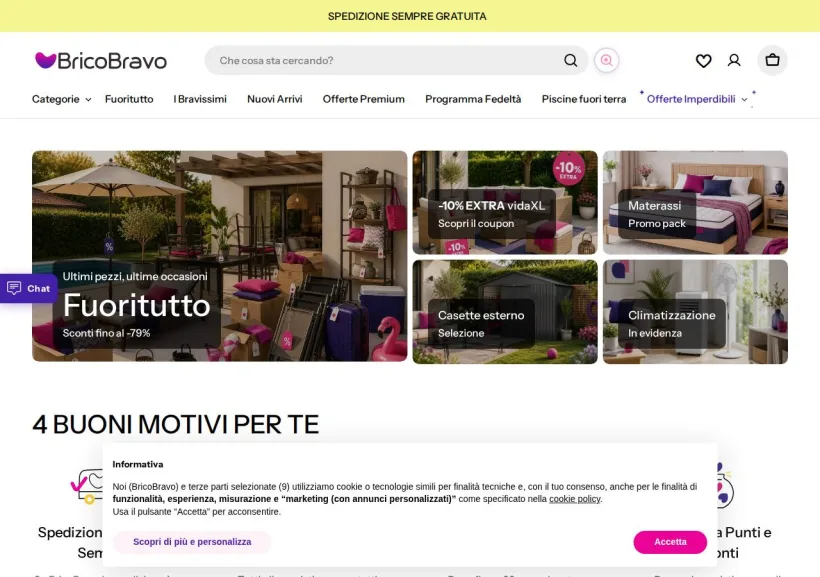 Schermata della pagina offerta di BricoBravo