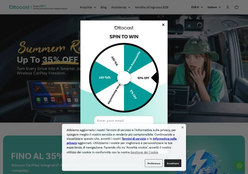 Schermata della pagina offerta di Ottocast