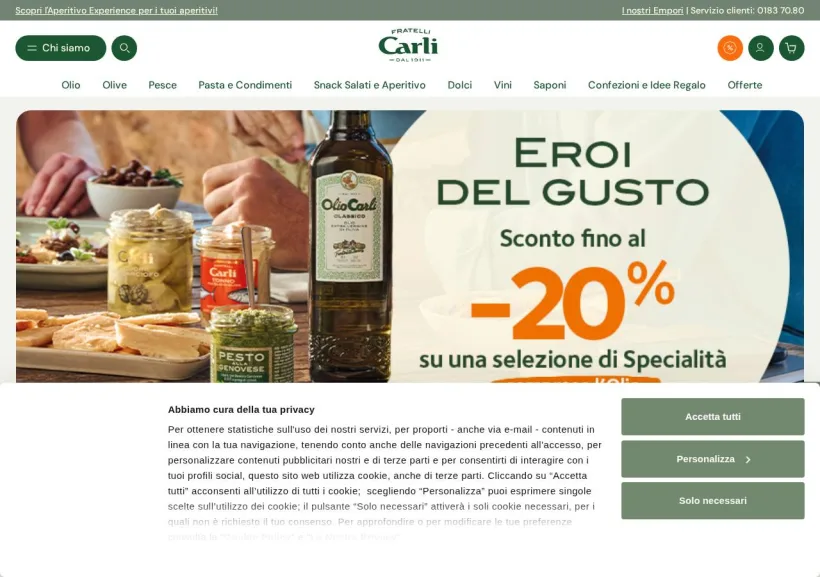 Schermata della pagina offerta di Fratelli Carli