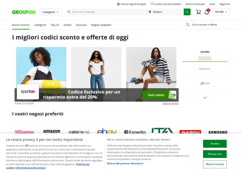 Schermata della pagina offerta di Groupon