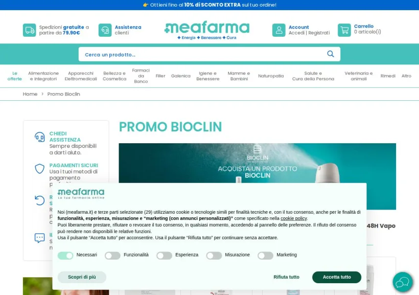 Schermata della pagina offerta di MeaFarma
