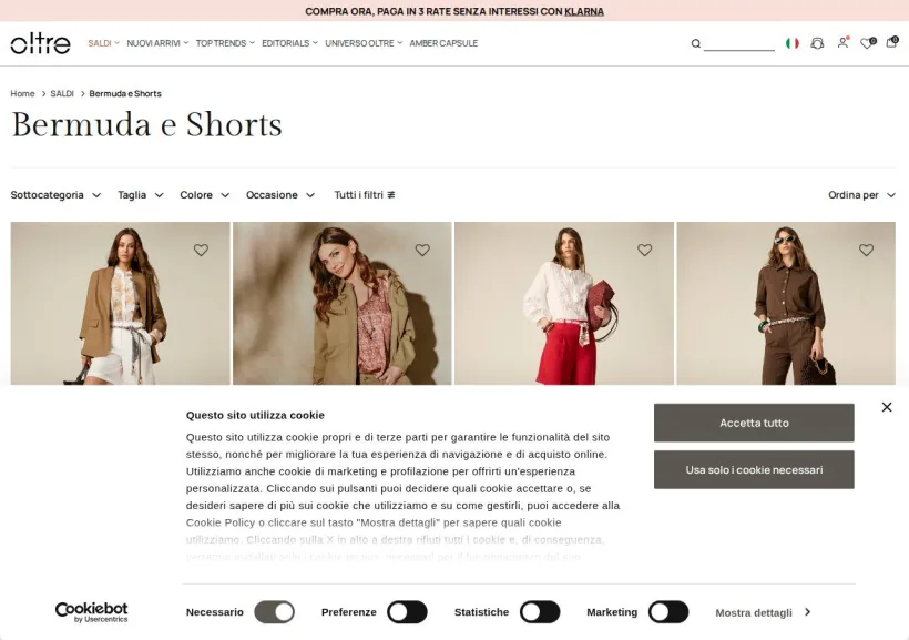 Schermata della pagina offerta di Oltre