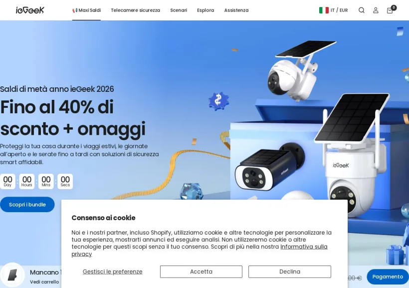 Schermata della pagina offerta di ieGeek