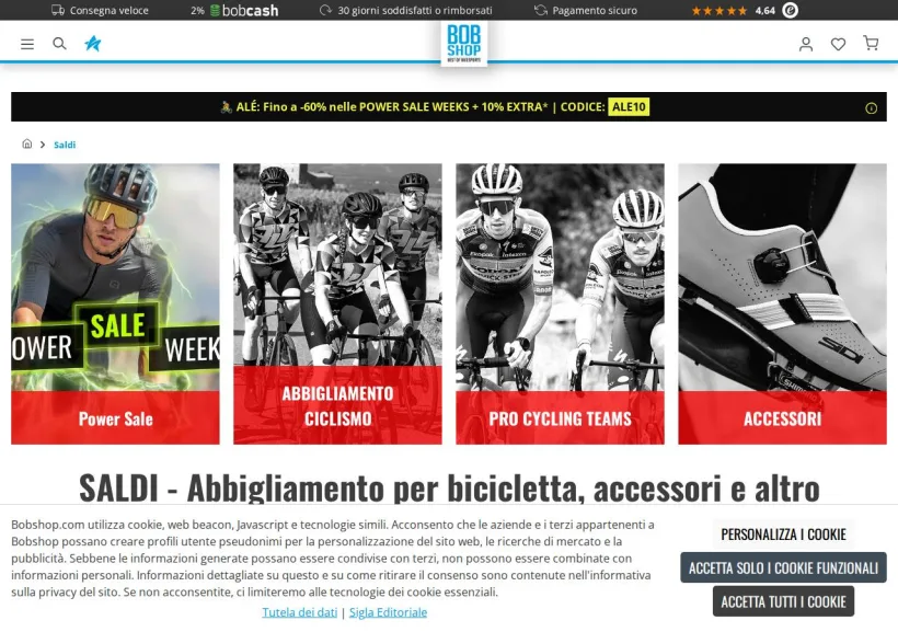 Schermata della pagina offerta di Bobshop