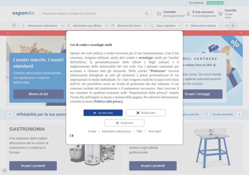 Schermata della pagina offerta di Expondo