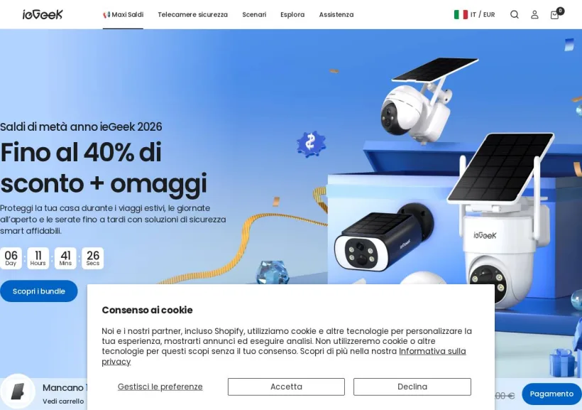Schermata della pagina offerta di ieGeek