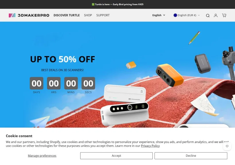 Schermata della pagina offerta di 3DMakerpro